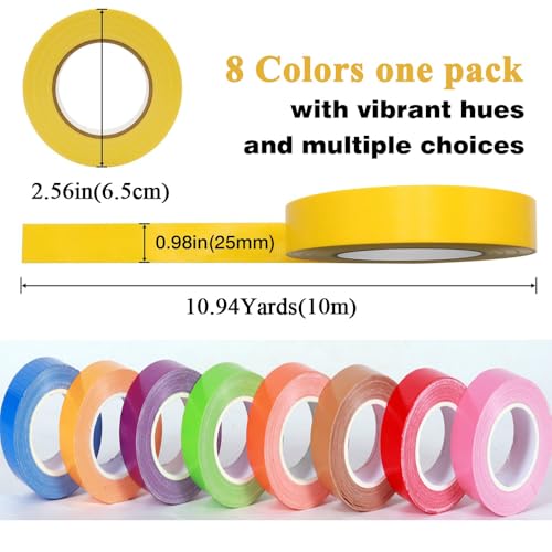 Maartla 8 Pack Rainbow Colored Duct Tape 1 Inch x 11 Yards, Heavy Duty Duct Tape Colors, No Residue, Tear by Hand, Waterproof, Great for DIY, Packing, Marking and Arts & Crafts - Image 3
