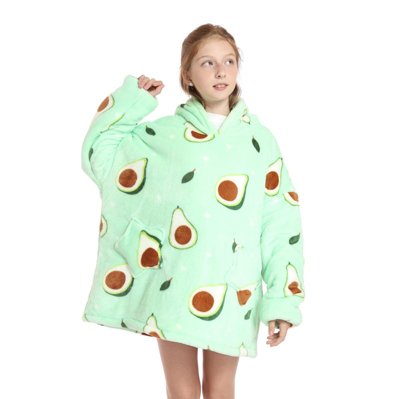 DESERT HOME Wearable Blanket Hoodie for Kids 612YR Oversized Animal Hooded Blanket Super Soft Comfortable Warm Flannel Grey Raccoon