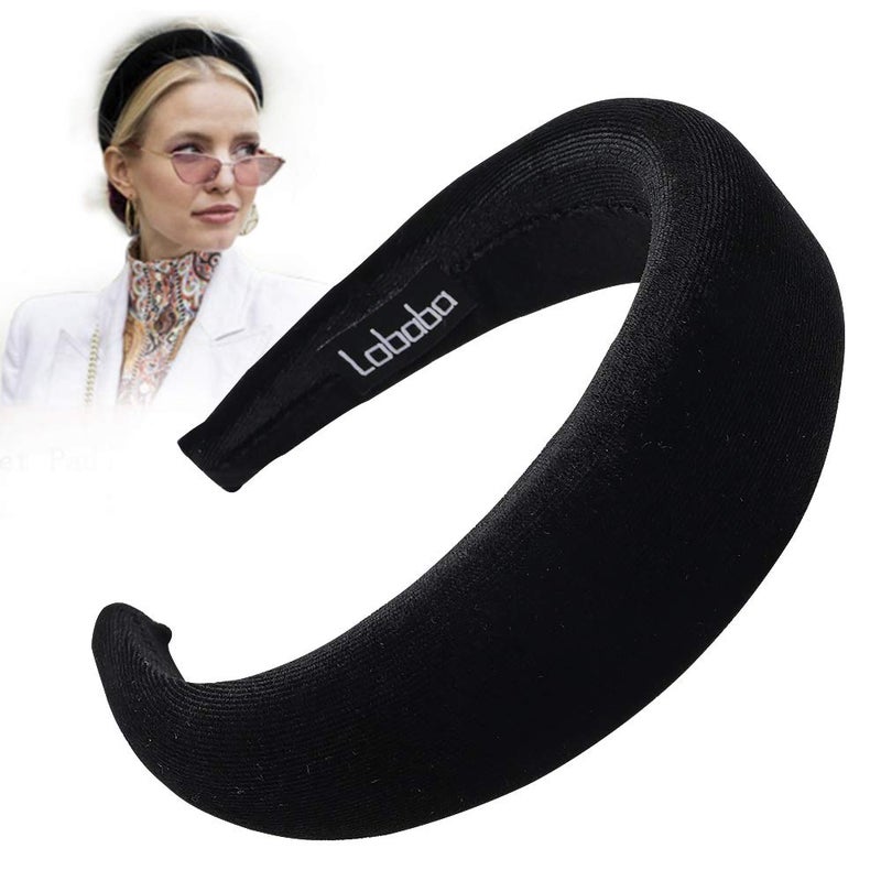 Ivyu Headbands, Headband for Women - Black Velvet Padded Hair Accessories, Hair Bands for Girls, Vintage Wide Band Head Hair Bands, Boho Style - Image 1