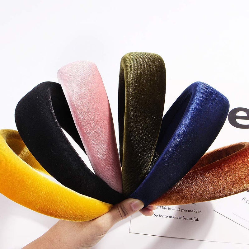 Ivyu Headbands, Headband for Women - Black Velvet Padded Hair Accessories, Hair Bands for Girls, Vintage Wide Band Head Hair Bands, Boho Style - Image 4