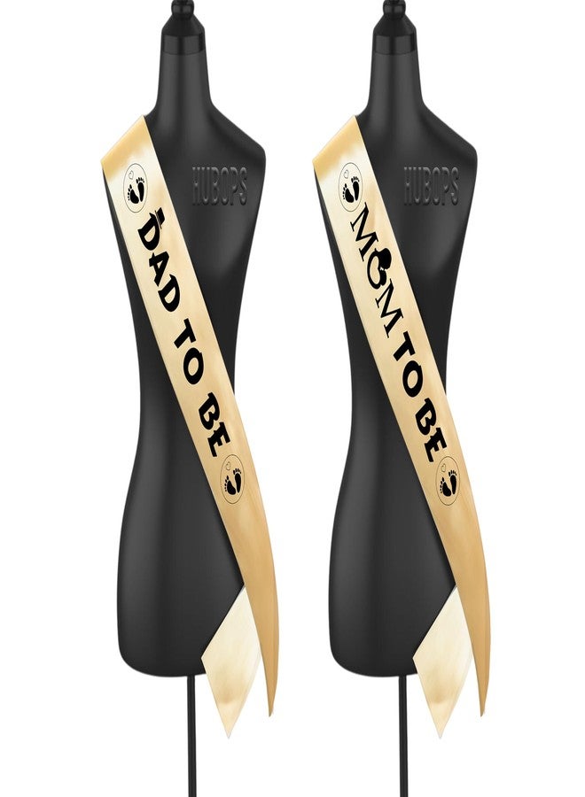 HUBOPS Mom and Dad to Be Sash Combo for Baby Shower Photo Shoot/Party Decoration (Gold) - Image 1