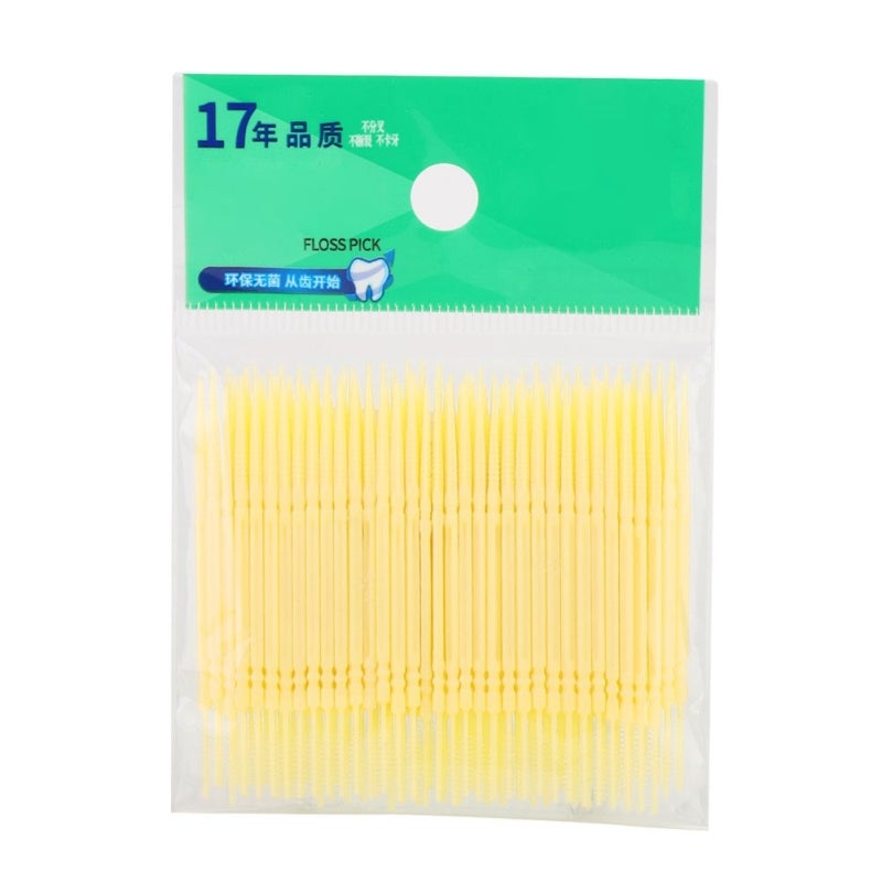 Double Head Toothpick: Food Grade PP Material, Gum-Safe Design, Soft Brush Toothpick - Gentle Interdental Cleaning, Dental Pick for Sensitive Gums, Large Tooth Crevice, Travel, Adults, Children And El - Image 1