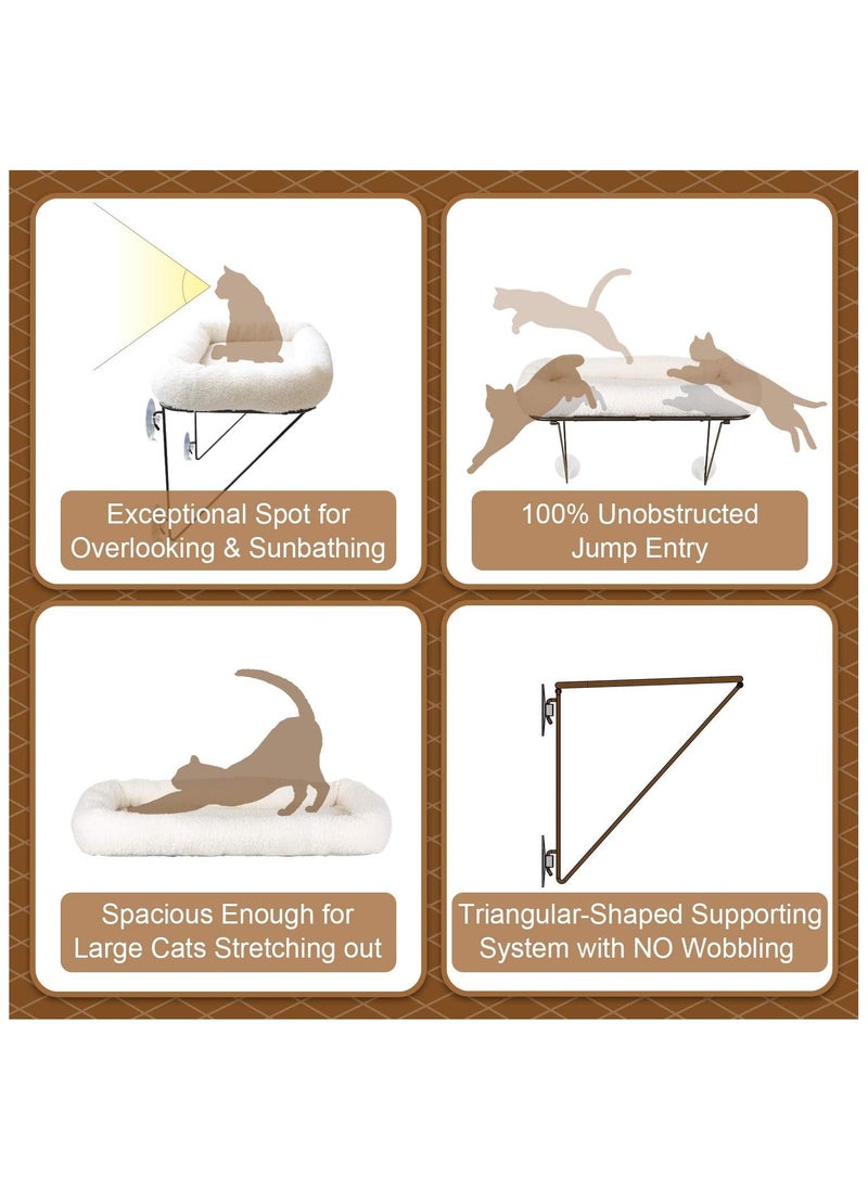 Generic Cat Window Perch - 100% Metal Supported from Below with Warm Spacious Pet Bed - Cat Window Hammock for Large Cats & Kittens - for Sunbathing, Napping & Overlooking  - Image 4
