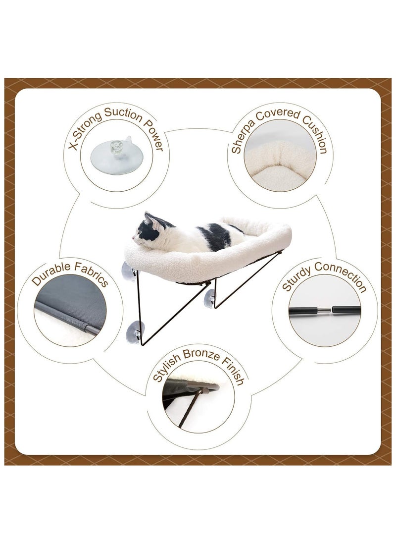 Generic Cat Window Perch - 100% Metal Supported from Below with Warm Spacious Pet Bed - Cat Window Hammock for Large Cats & Kittens - for Sunbathing, Napping & Overlooking  - Image 3