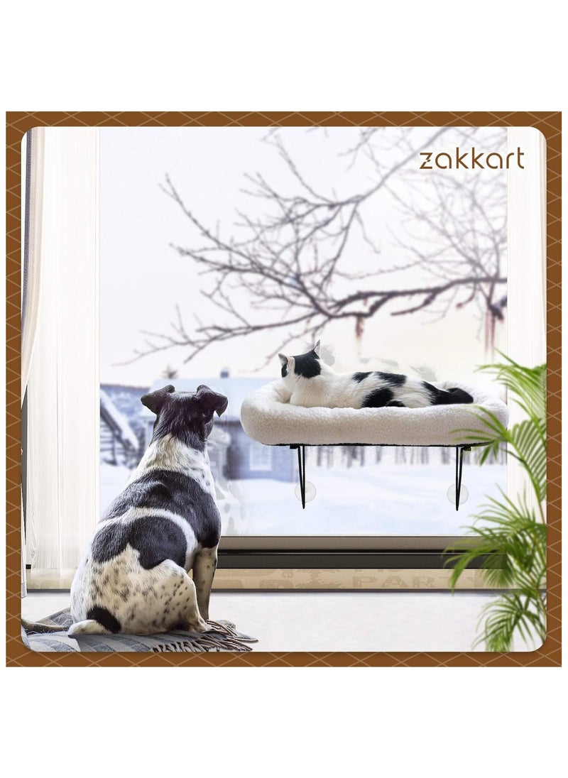 Generic Cat Window Perch - 100% Metal Supported from Below with Warm Spacious Pet Bed - Cat Window Hammock for Large Cats & Kittens - for Sunbathing, Napping & Overlooking  - Image 5