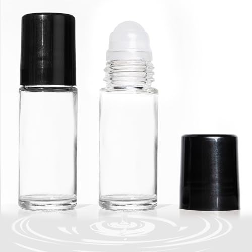 Cchenxxi 2 PCS Empty Glass Roller Bottles Plastic Roller Ball Deodorant Roll On Bottles for Essential Oils Perfume Cosmetics 30ml 2pcs Round - Image 1