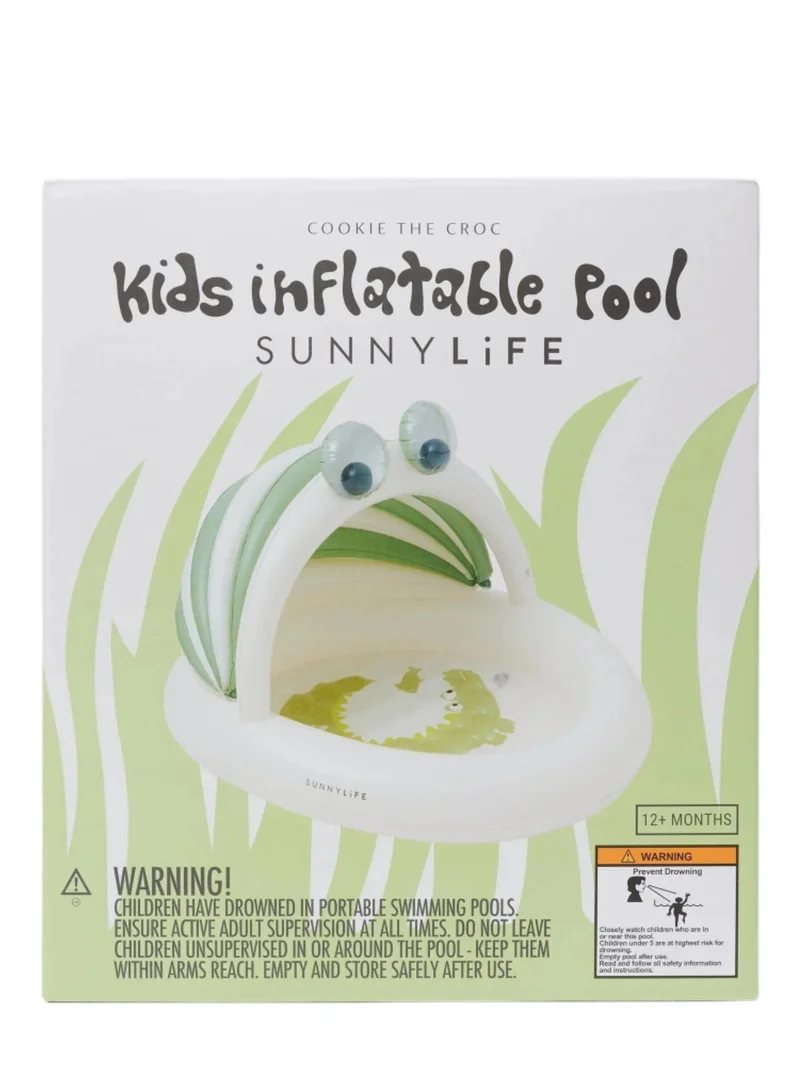 SUNNY LIFE Kids Inflatable Pool With Shade Cookie the Croc Khaki