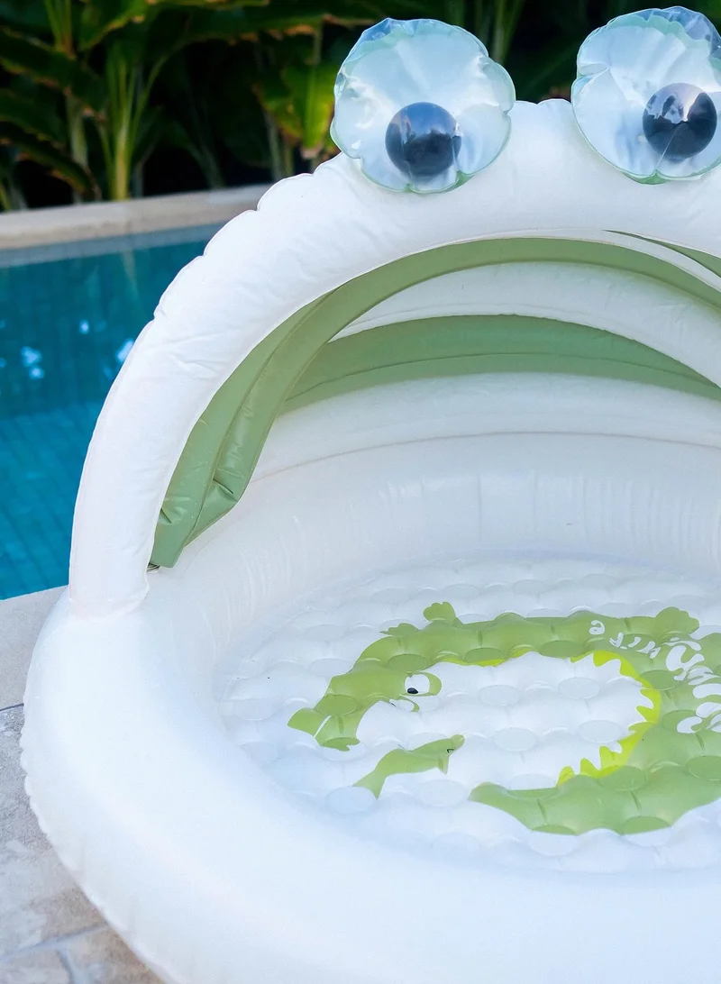 SUNNY LIFE Kids Inflatable Pool With Shade Cookie the Croc Khaki
