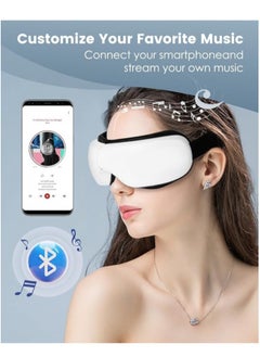 PENG GENERAL Eye Massager with Heat & Bluetooth Music, Face Massager Eye Care, Smart Eye Mask for Relax Eye, Reduce Eye Strain, Improve Sleep - White  - Image 2