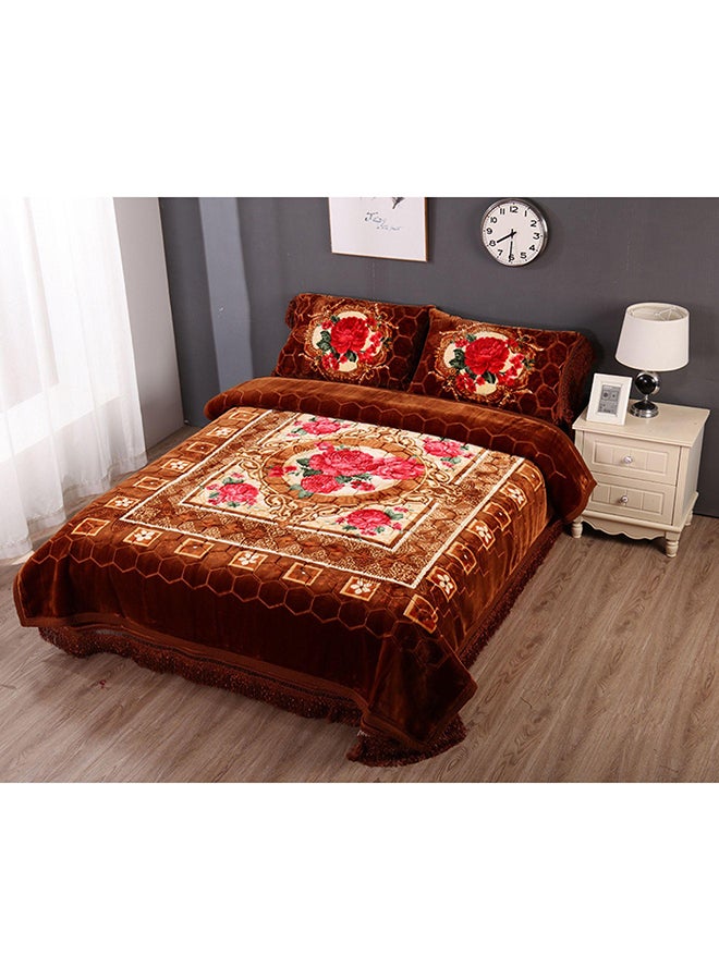 Stargold Blanket Set of 4 Pieces King Size Super Soft Double Ply Combo Blanket Brown 