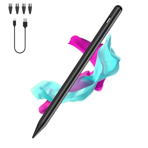 Luntak Stylus Pen for Android and IOS Touch Screen Pen,Tablet Pencil with 4 Pom Tip,Magnetic Phone Stylus Compatible with Samsung/Huawei/Lenovo/Mi/Vivo and Other Android Smartphone and Tablet Devices - Black - Image 1