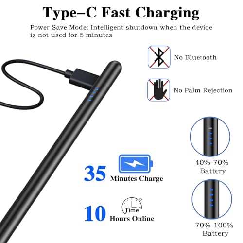Luntak Stylus Pen for Android and IOS Touch Screen Pen,Tablet Pencil with 4 Pom Tip,Magnetic Phone Stylus Compatible with Samsung/Huawei/Lenovo/Mi/Vivo and Other Android Smartphone and Tablet Devices - Black - Image 3