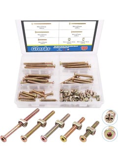 Glarks Glarks 100Pcs Zinc Plated M6x35/45/55/65/75mm Hex Socket Head Cap Screws Bolts Furniture Bolts with Barrel Nuts Assortment Kit for Furniture Beds Crib Chairs  - Image 1