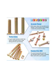 Glarks Glarks 100Pcs Zinc Plated M6x35/45/55/65/75mm Hex Socket Head Cap Screws Bolts Furniture Bolts with Barrel Nuts Assortment Kit for Furniture Beds Crib Chairs  - Image 4