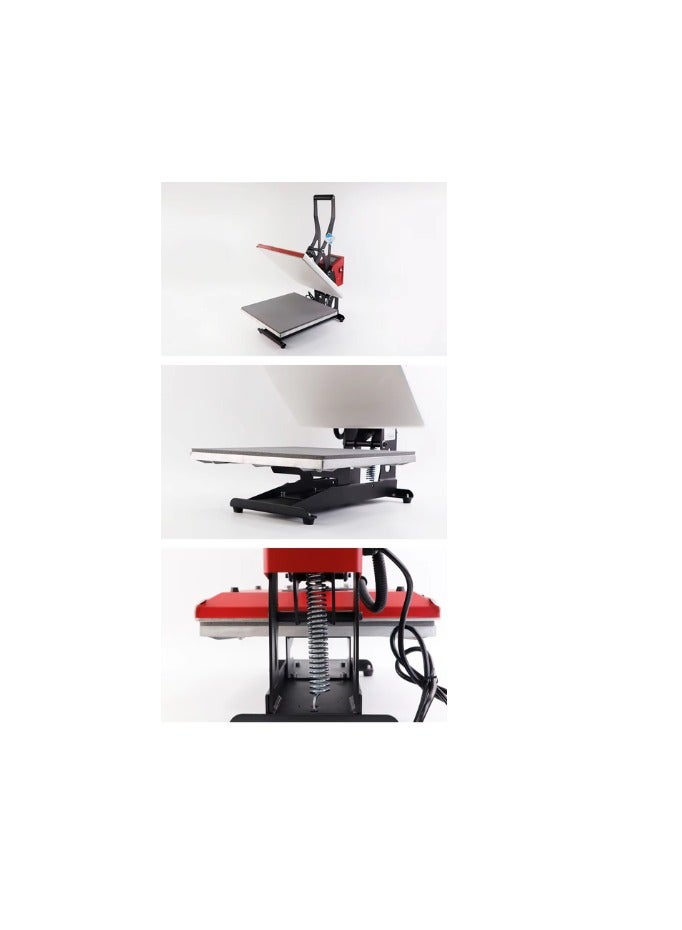 Kalon 38x38 Heat press Machine Red Sublimation press, T-shirt heat press, textile transfer printing machine for clothes,  cotton polyester t-shirt press for fabric, Heavy-duty Manual heat transfer mach - Image 4
