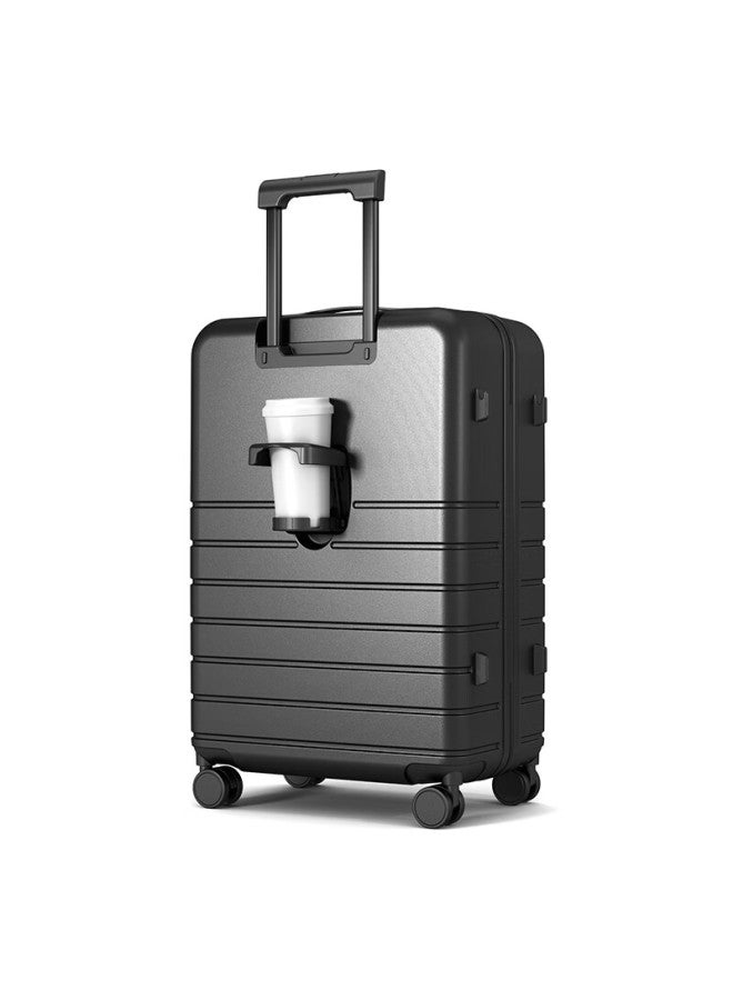 Soo Luggage Suitcase With Cup Holder, Trolley Case For Men And Women, Travel Suitcase, Password Lock, Large Capacity Leather Suitcase, Black, 26 Inches - Image 4