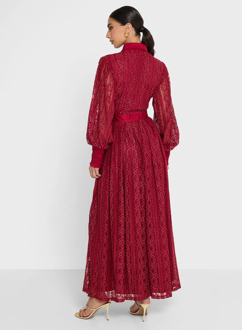 جولدن ابل Collared Long Sleeve Maxi Dress