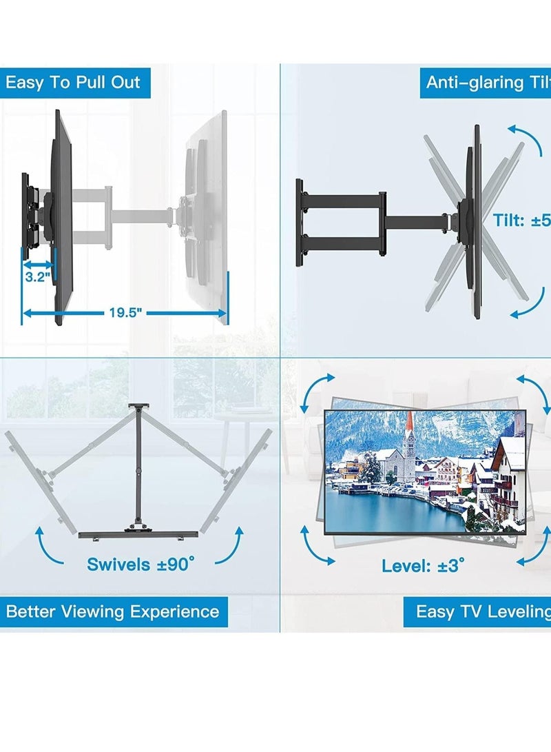 Lcd, Led Tv Wall Bracket For 36 Inch To 55 180 Degree Rotation And 15 + Tilt View, Swivel Articulating, Full Motion Mount, Black, - Image 2