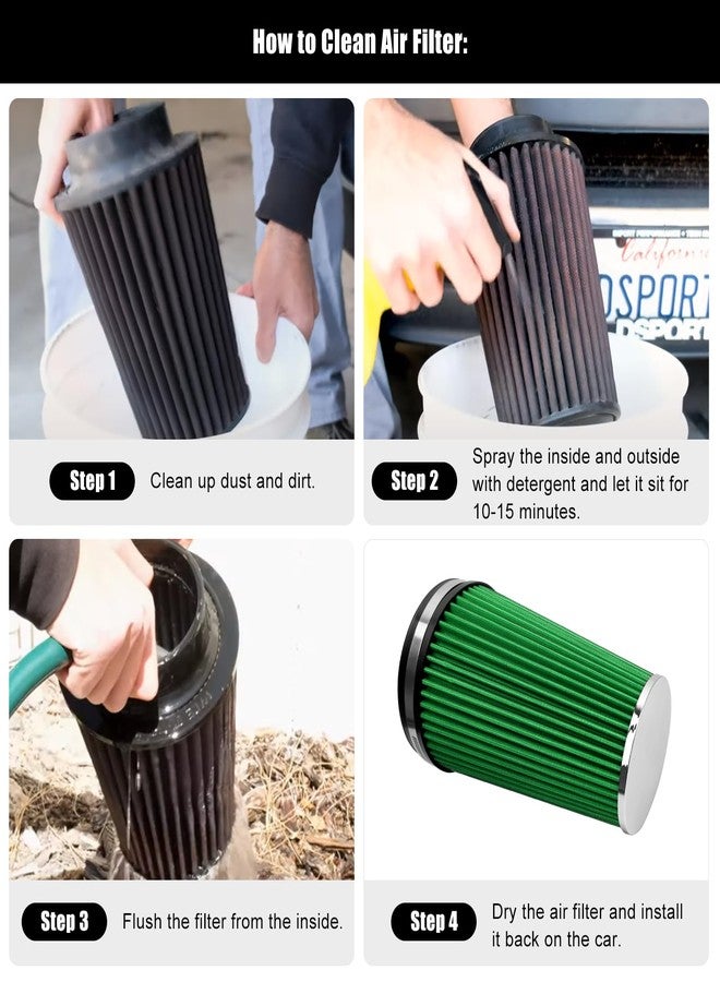 RYANSTAR Racing 6 Inch Cone Air Filter 152mm High Flow 265mm Tall Green - Image 5