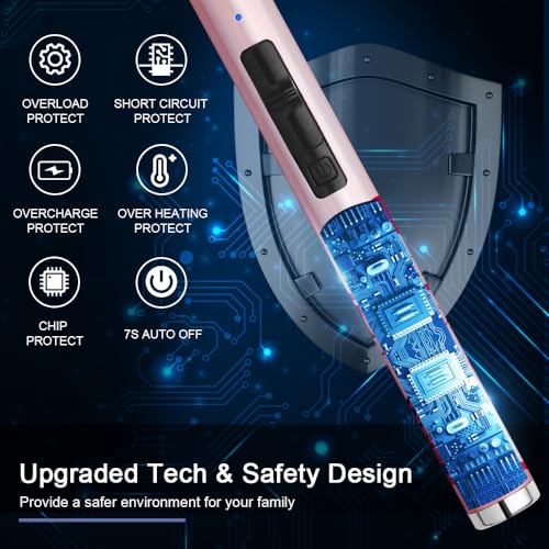 SUPRUS Candle Arc USB Type C Lighter Electric Lighter with Upgraded LED Battery Display Safety Switch Rechargeable Flameless Plasma Windproof Portable for Mother‘s Day (Pink) - Image 4