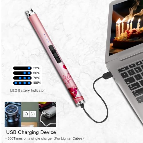 SUPRUS Candle Arc USB Type C Lighter Electric Lighter with Upgraded LED Battery Display Safety Switch Rechargeable Flameless Plasma Windproof Portable for Mother‘s Day (Pink) - Image 5