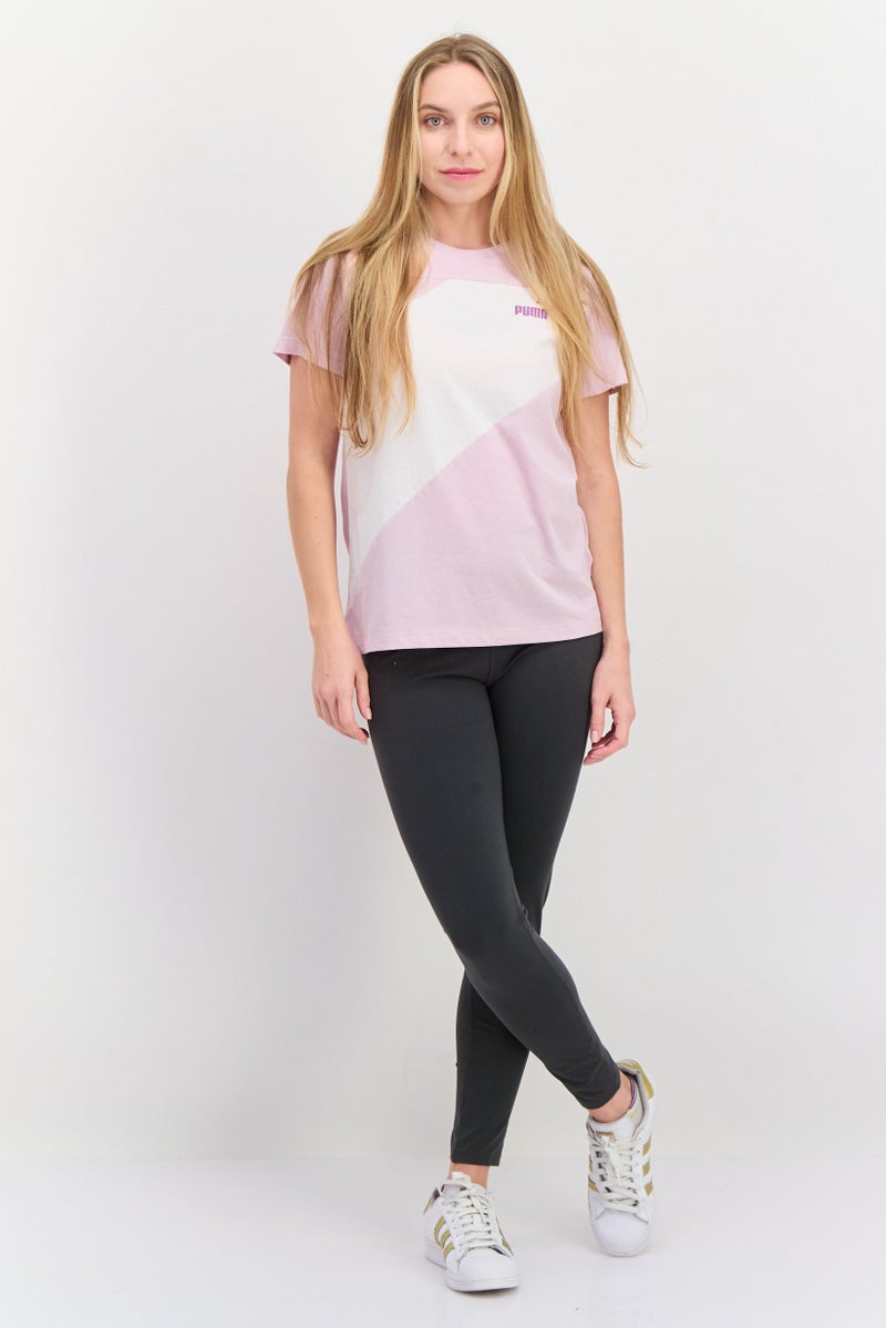 PUMA Women Sportswear Fit Short Sleeve Training Top, Lavender/White - Image 4