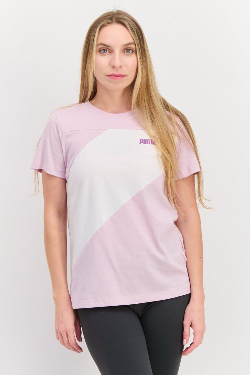 PUMA Women Sportswear Fit Short Sleeve Training Top, Lavender/White - Image 1
