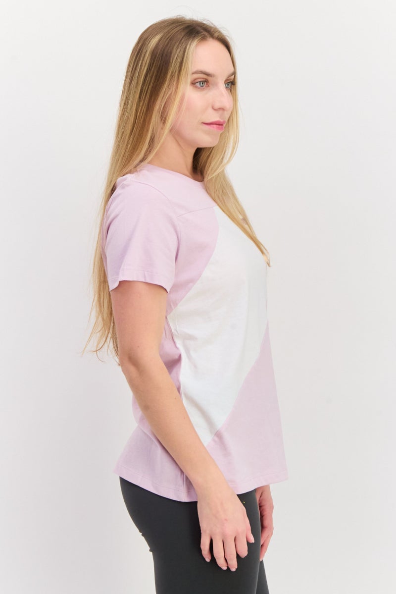 PUMA Women Sportswear Fit Short Sleeve Training Top, Lavender/White - Image 2