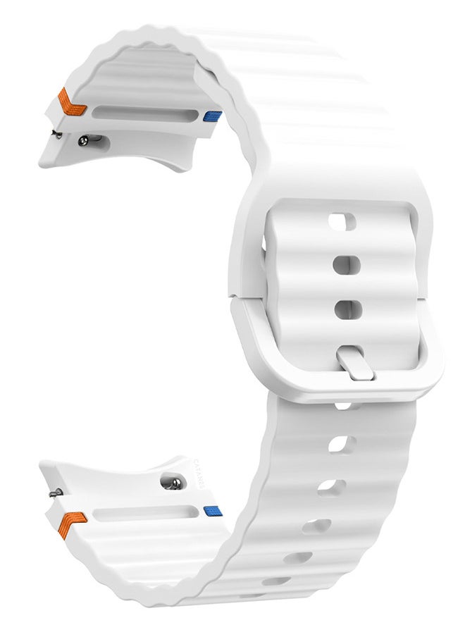 CATANES (for Samsung Galaxy Watch 7 / Samsung Galaxy Watch 6 ) Silicone Sport Band with Decorative Woven Line Durable and Sport Design for Men Women White  - Image 1