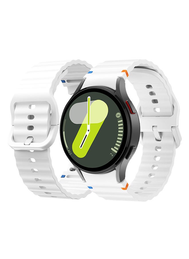 CATANES (for Samsung Galaxy Watch 7 / Samsung Galaxy Watch 6 ) Silicone Sport Band with Decorative Woven Line Durable and Sport Design for Men Women White  - Image 2