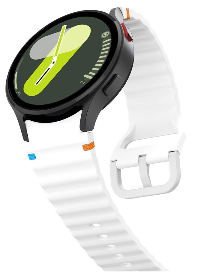 CATANES (for Samsung Galaxy Watch 7 / Samsung Galaxy Watch 6 ) Silicone Sport Band with Decorative Woven Line Durable and Sport Design for Men Women White  - Image 4