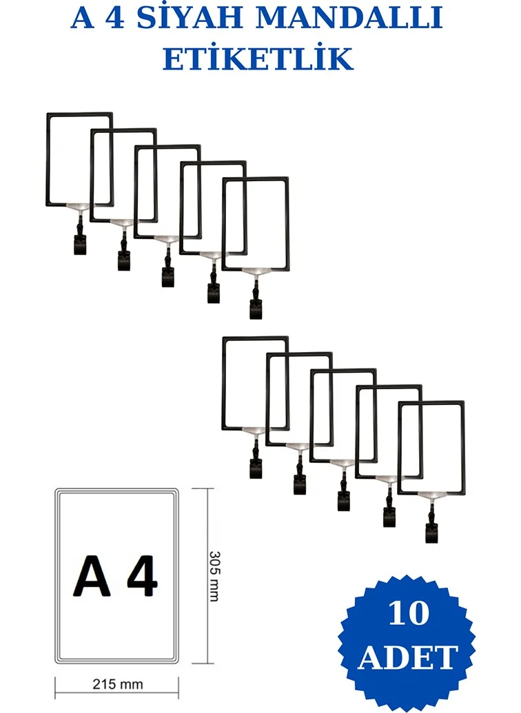 İstanbul Manken Istanbul Model 10 Pieces A4 Latch Shelf Tag Basket Tag Framed Label Holder Donkey Hanger Tag