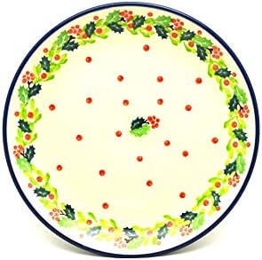 Polish Pottery Gallery Polish Pottery Plate  SaladDessert 7 34  Christmas Holly - Image 1