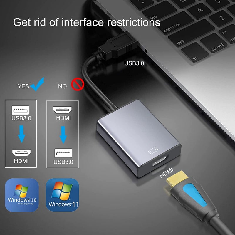 DooBuy USB to HDMI Adapter for Monitor Windows 10/7/8, HDMI USB 3.0 Converter for Laptrs for Desktop PC TV - Image 5