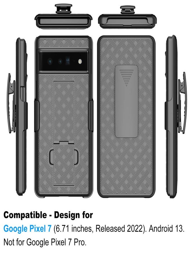 Ailiber Case for Pixel 7: Phone Holster w/ Screen Protector, Swivel Belt Clip, Kickstand & Slim Shockproof Shell - Black - Image 2