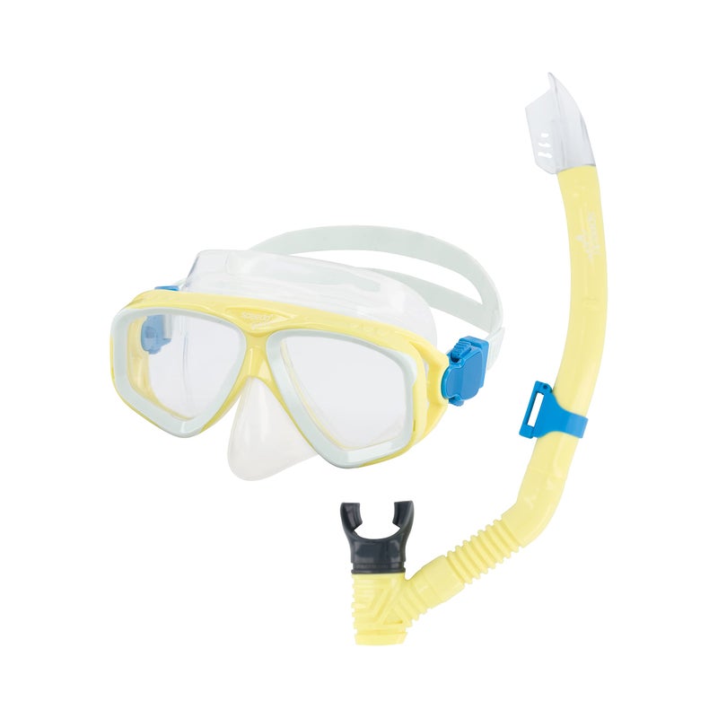 Speedo Unisex-Adult Swim Snorkel Dive Mask Anti-Fog with Nose Cover Adventure Series, MS Blazing Yellow/Clear, One Size