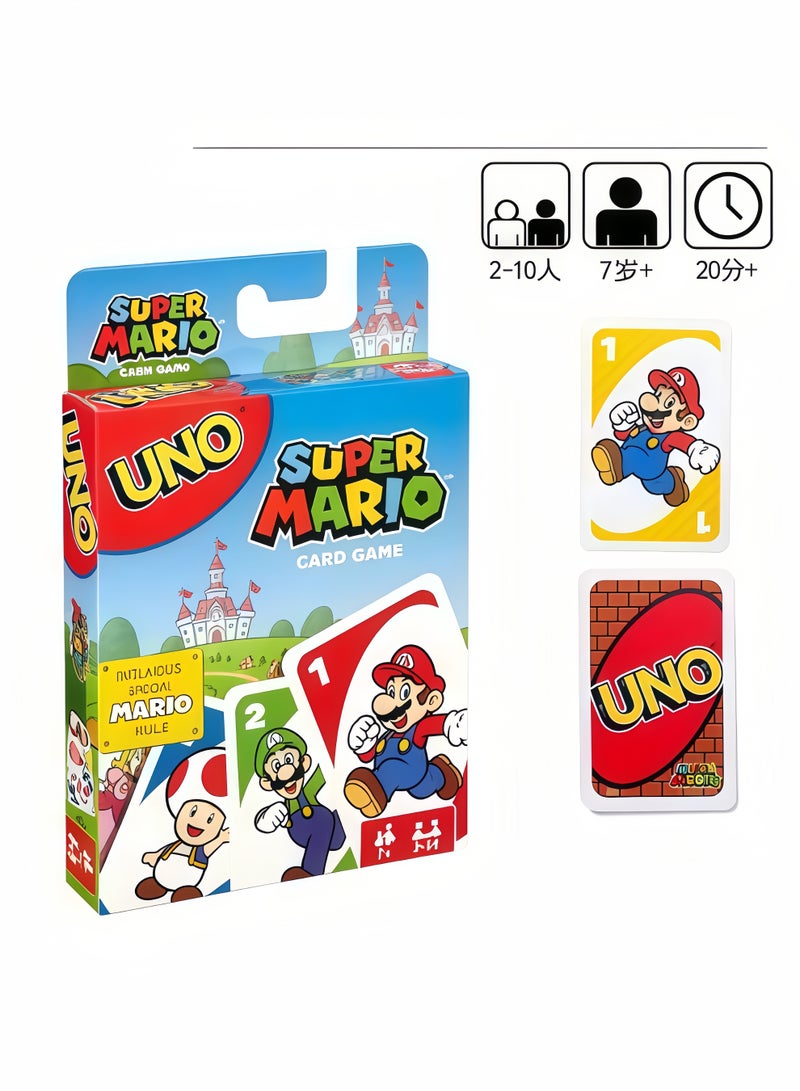 إيهوم لعبة بطاقات أونو سوبر ماريو مع 112 بطاقة، لعبة فيديو بطابع لعبة السفر في علبة تخزين قابلة للجمع مع قاعدة خاصة - Image 1