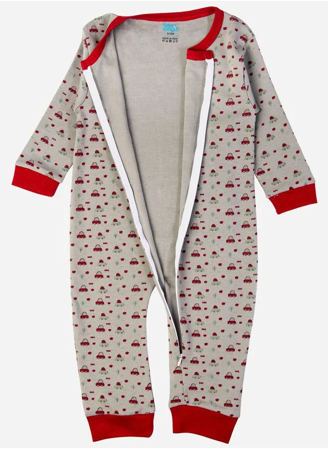 Babies Basic Printed Cotton Long Sleeves Sleepsuit