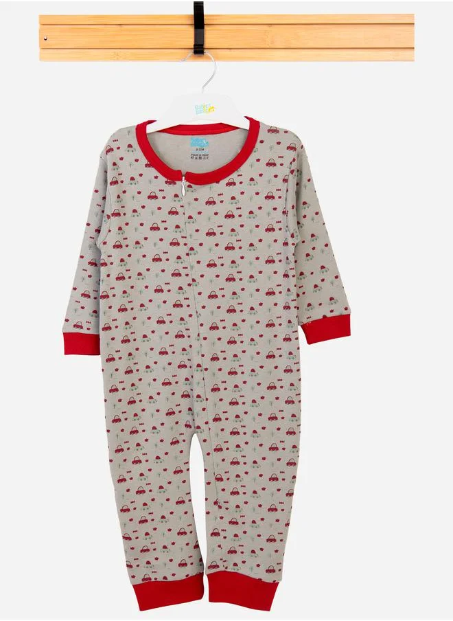 Babies Basic Printed Cotton Long Sleeves Sleepsuit