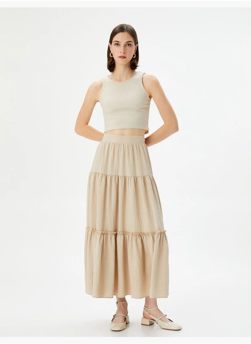 كوتون High Rise Viscose Midi Skirt