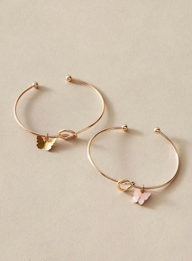 Take Two Set of 2 - Butterfly Decor Cuff Bracelets