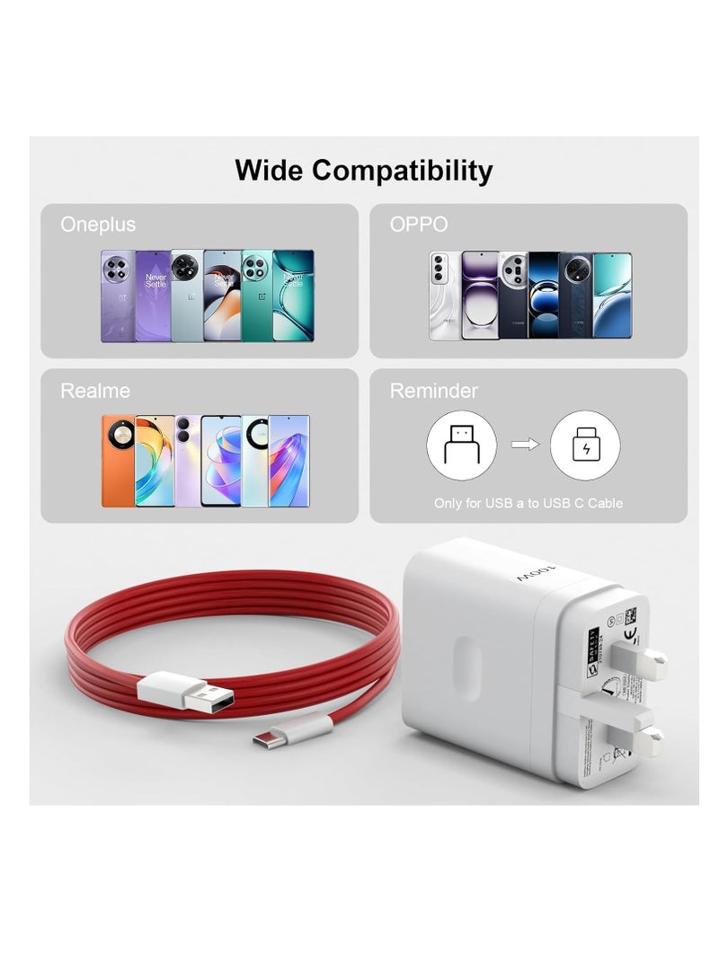 For Oneplus 13 13R 12 12R 11 10 Pro Charger 100W, Warp Charger SuperVooc Wall Block for Oneplus 9 Pro 10T 10R 8T 8 7T 7 Open Nord 2T CE 3 Lite N20 N10 9R 6T Dash Charge One Plus Fast Charging 3.3 ft - Image 1