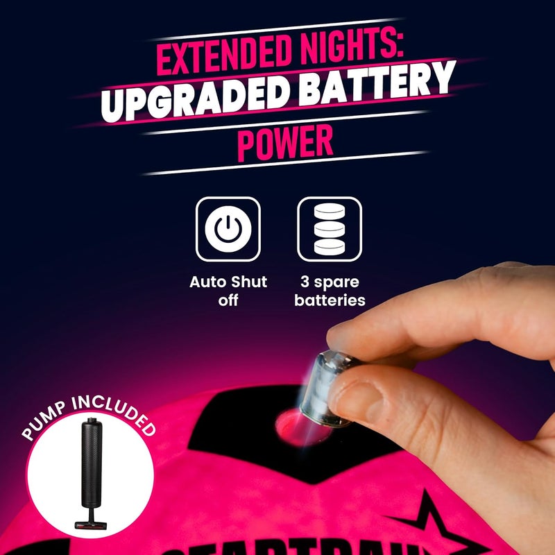 TOMLEON Glow in the Dark Soccer Ball | Sports Gift for Girls Ages 6-15 | LED Light-Up Ball with 3 Extra Batteries and Pump | Pre-Installed Batteries | Size 5 | Indoor & Outdoor Fun Gift for Kids & Teens 8-15 - Image 3