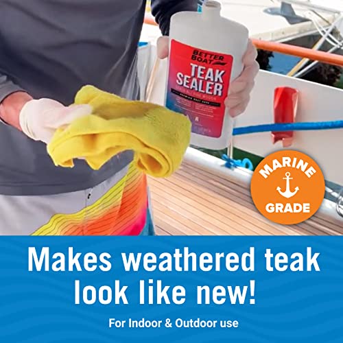 Better Boat Teak Cleaner and Sealer Kit, Includes Brightener, for Wood Restoration, Outdoor Furniture, Boats, Indoor Furniture, Shower Stools, Cleans, Restores, Seals Stains - Image 2