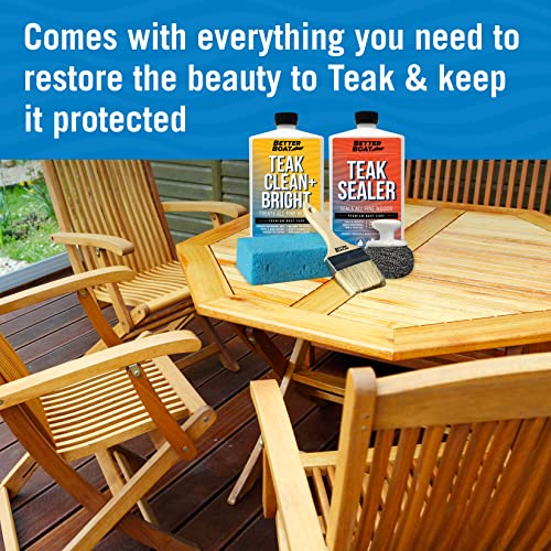 Better Boat Teak Cleaner and Sealer Kit, Includes Brightener, for Wood Restoration, Outdoor Furniture, Boats, Indoor Furniture, Shower Stools, Cleans, Restores, Seals Stains - Image 5