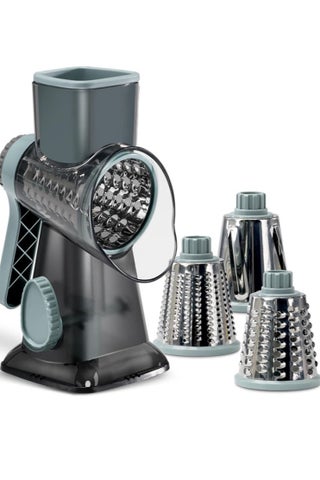 Rotary Cheese Grater with Handle Vegetable Cheese Shredder Slicer Grater for Kitchen 3 Changeable Blades for Cheese Potato Zucchini Nuts Chocolate (Grey) - pzsku/ZA1F98BD3CE33271EF7BFZ/45/1754273379/17c0bcb4-2c26-40a9-97f4-c9acd79e11e4