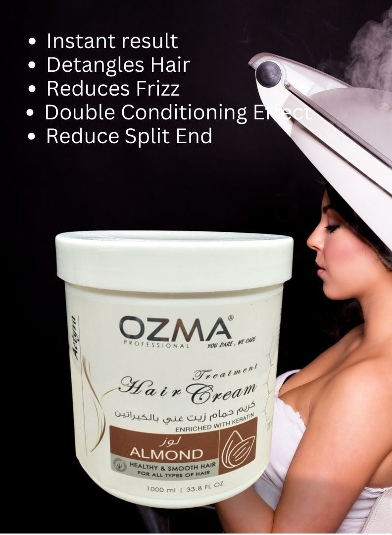 Ozma Professional أوزما أكتيفيا كريم مرطب ومعالج للشعر غني بالكيراتين بخلاصة اللوز المر. 1000 مل - Image 4