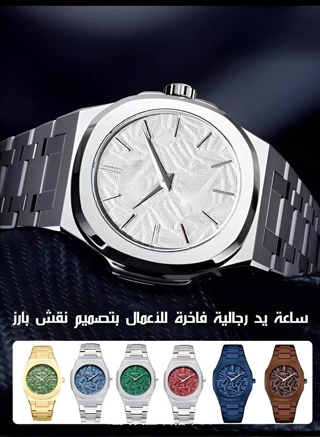بيستوين ضمان ثلاث سنوات | ساعة يد رجالية فاخرة للأعمال بتصميم نقش بارز - Image 4