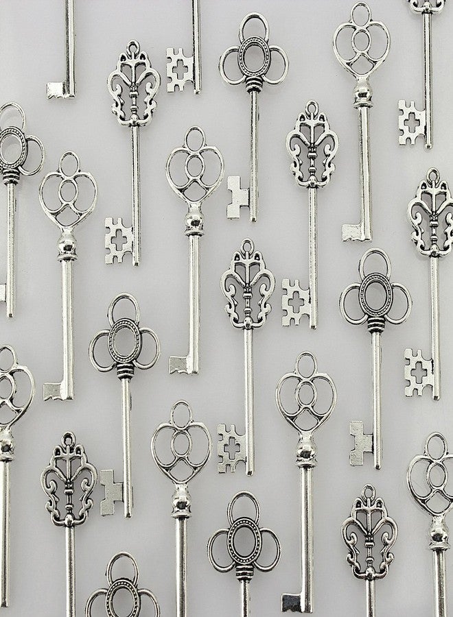 لولي بيدز مجموعة مفاتيح هيكلية فضية عتيقة من LolliBeads (TM) من الفضة التبتية، مفاتيح ستيمبانك مزخرفة (30 قطعة) - Image 1