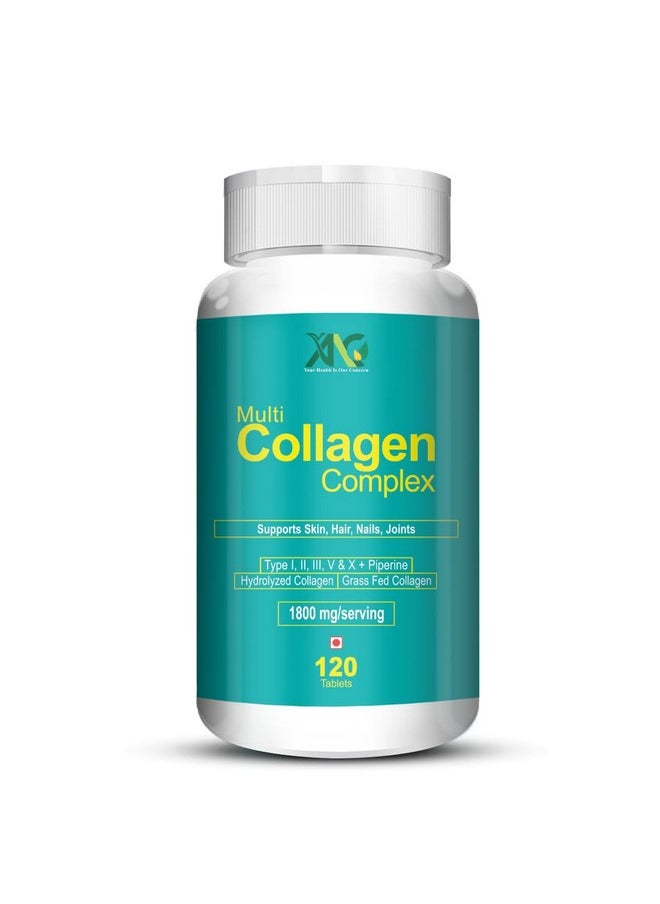 ANC Hydrolyzed Multi Collagen Peptide With All 5 Types Of Collagen Including Type I, Ii, Iii, V & X Supports Skin, Hair, Nails & Joints 120 Tablets  - Image 1